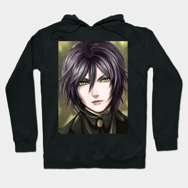 Black Hair Emo Anime Boy Hoodie by animegirlnft